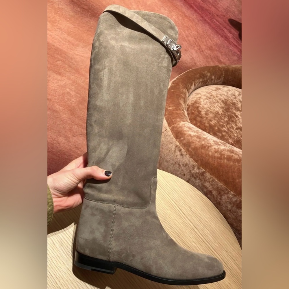 Hermes jumping boot suede beige sable
